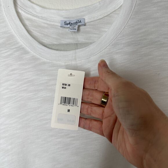 NWT Splendid White Zoe Slub Crew Tee Relaxed Loose Silhouette Light Weight M - Picture 7 of 11